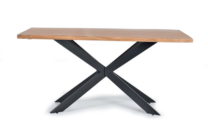 GINER Y COLOMER Mesa de comedor en madera de acacia natural y patas de metal negro